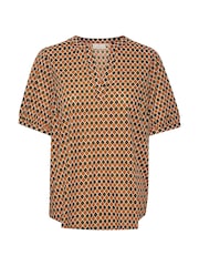 Kaffe Kasally Short Sleeve Brown Blouse - Image 4 of 5