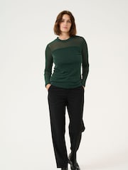 Kaffe Olga Glitter Long Sleeve Mesh Top - Image 2 of 4