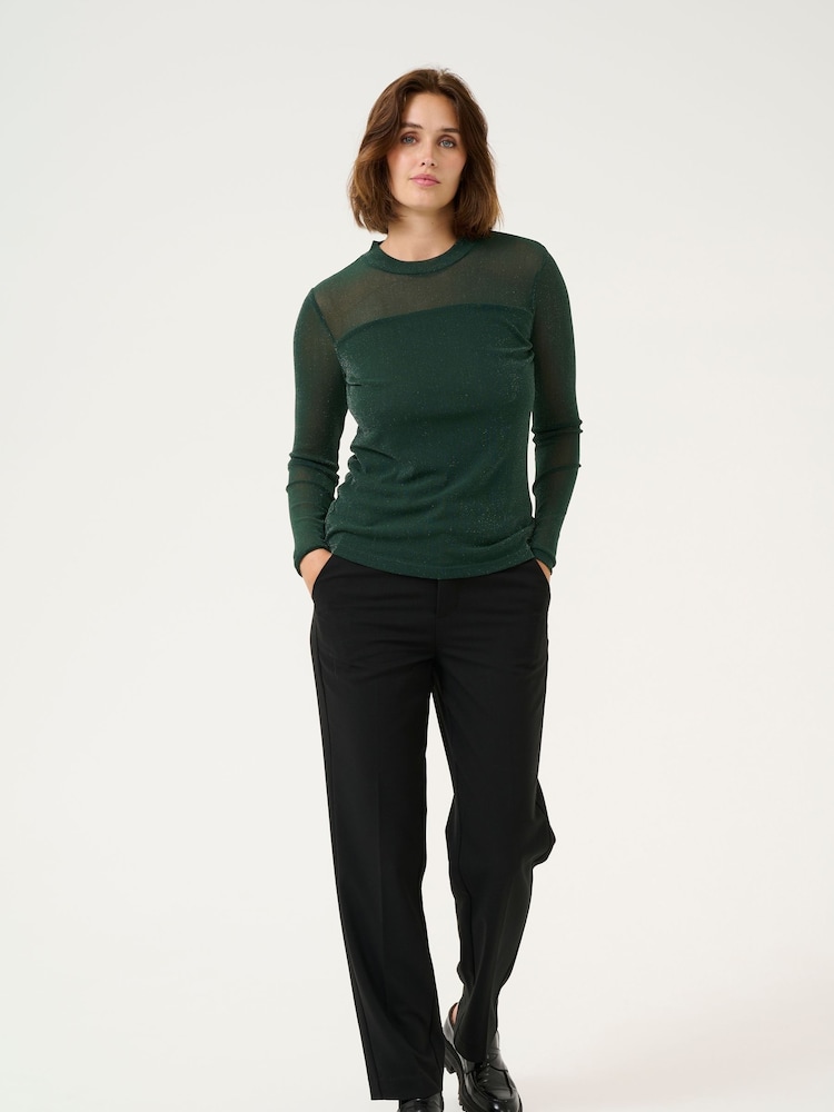 Kaffe Olga Glitter Long Sleeve Mesh Top - Image 2 of 4