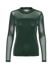 Kaffe Olga Glitter Long Sleeve Mesh Top - Image 3 of 4