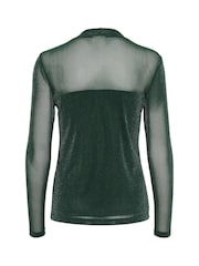 Kaffe Olga Glitter Long Sleeve Mesh Top - Image 4 of 4