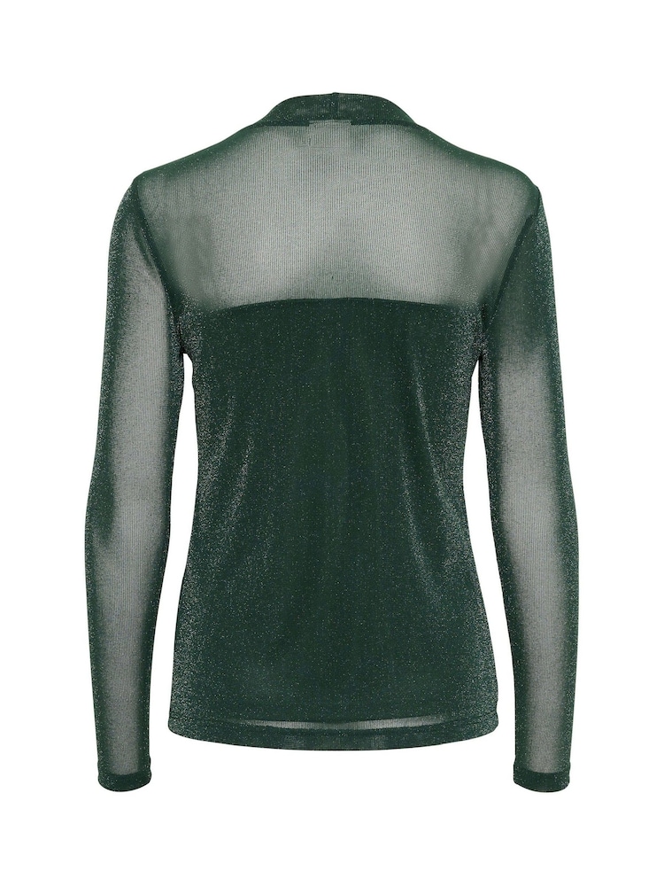 Kaffe Olga Glitter Long Sleeve Mesh Top - Image 4 of 4