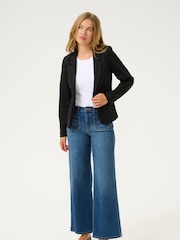 Kaffe Majse Jersey Single-Breasted Black Blazer - Image 3 of 5