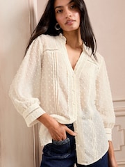 Love & Roses Ivory Dobby 3/4 Sleeve Blouse - Image 2 of 4