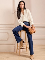 Love & Roses Ivory Dobby 3/4 Sleeve Blouse - Image 3 of 4