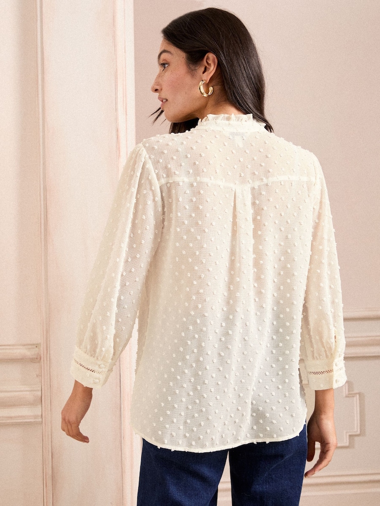 Love & Roses Ivory Dobby 3/4 Sleeve Blouse - Image 4 of 4