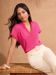 Pink - Love & Roses V-Neck Jersey T-Shirt - Bild 1 von 4