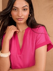 Pink - Love & Roses V-Neck Jersey T-Shirt - Bild 2 von 4