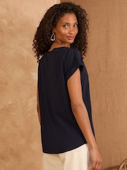 Love & Roses Navy Blue Crew Neck Jersey T-Shirt - Image 4 of 4