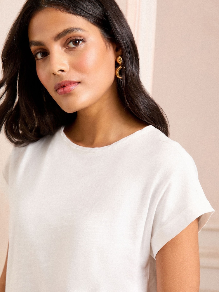 Marfil - Camiseta de punto con cuello redondo de Love & Roses - Imagen 2 de 4