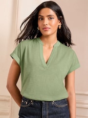 Love & Roses Khaki Green V-Neck Jersey T-Shirt - Image 1 of 4