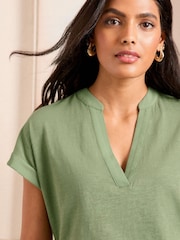Love & Roses Khaki Green V-Neck Jersey T-Shirt - Image 2 of 4