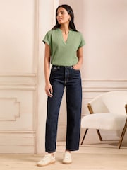 Love & Roses Khaki Green V-Neck Jersey T-Shirt - Image 3 of 4