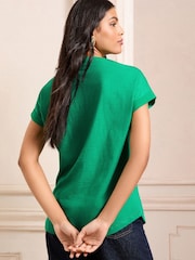 Love & Roses Bright Green V-Neck Jersey T-Shirt - Image 4 of 4