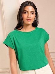 Love & Roses Bright Green Crew Neck Jersey T-Shirt - Image 1 of 4