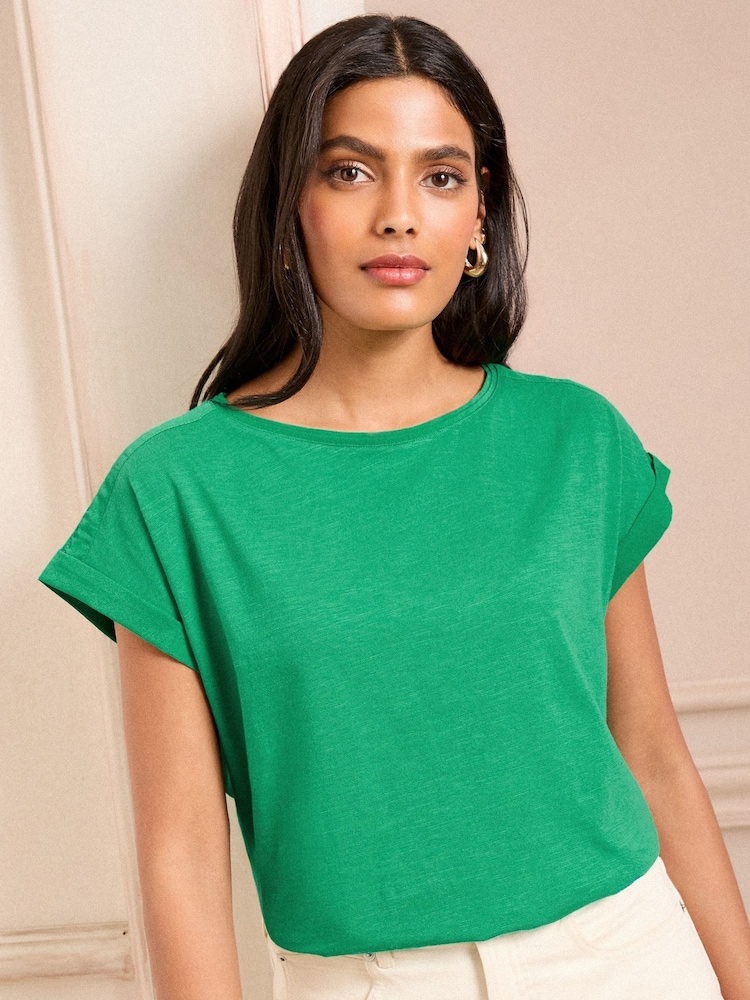 Love & Roses Bright Green Crew Neck Jersey T-Shirt - Image 1 of 4