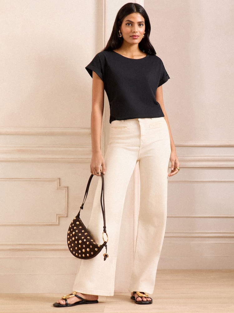 Love & Roses Black Petite Crew Neck Jersey T-Shirt - Image 3 of 4