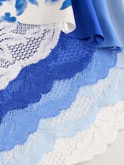 Blue Floral Midi No VPL Lace Back Briefs 5 Pack - Image 10 of 11