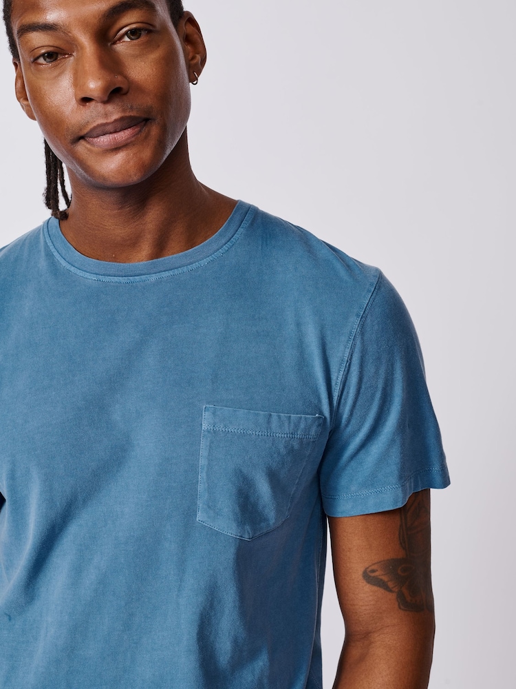 Aubin Pink Hareby Garment Dyed Pocket T-Shirt - Image 5 of 7
