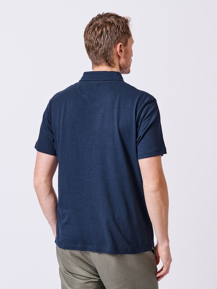 Azul - Aubin Camisas Linen polo e algodão Arnold azul - Imagem 2 de 5