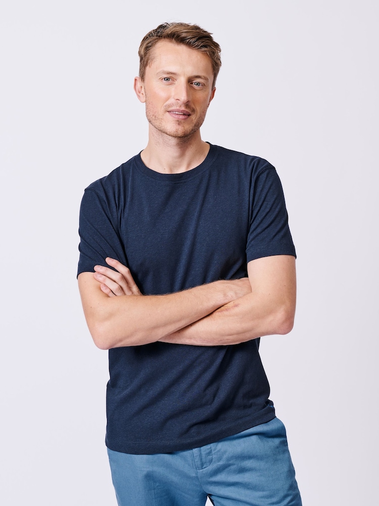Schwarz - Aubin Hampton T-Shirt aus Baumwollleinen - Bild 1 von 5