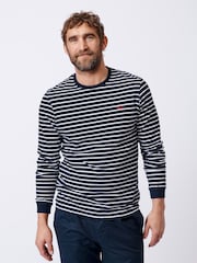 Aubin Blue Ferriby Long Sleeve 100% Cotton T-Shirt - Image 1 of 5