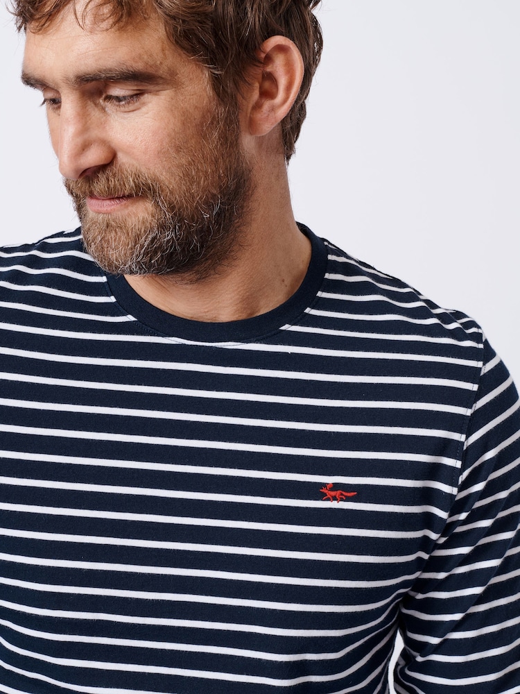 Aubin Blue Ferriby Long Sleeve 100% Cotton T-Shirt - Image 4 of 5
