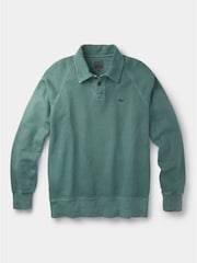 Aubin Blue Raithby Button Neck 100% Cotton Sweatshirt - Image 5 of 5