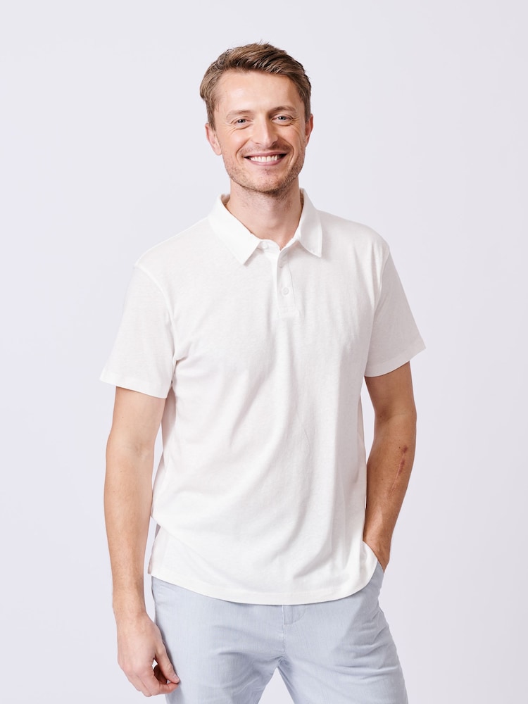 Aubin Blue Arnold Cotton Linen Polo Shirt - Image 1 of 5