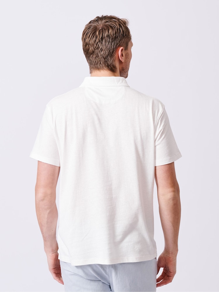 Aubin Blue Arnold Cotton Linen Polo Shirt - Image 2 of 5