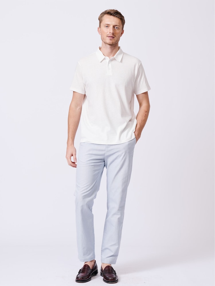 Aubin Blue Arnold Cotton Linen Polo Shirt - Image 3 of 5