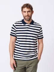 Aubin Blue Elkington Striped Polo Shirt - Bild 1 von 5