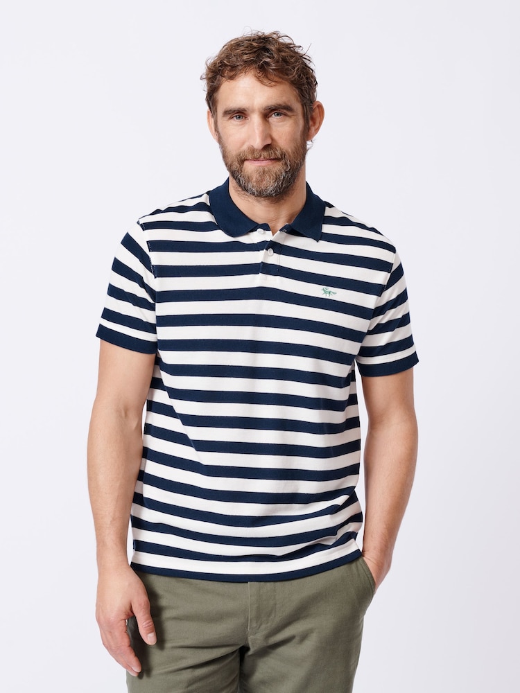 Aubin Blue Elkington Striped Polo Shirt - Bild 1 von 5
