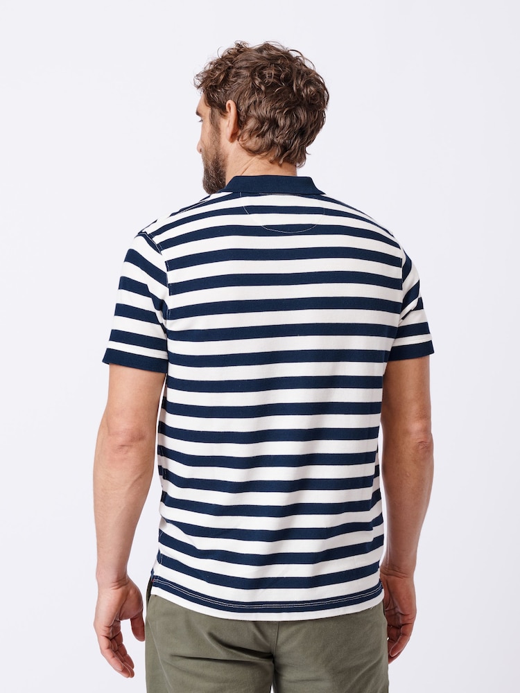 Aubin Blue Elkington Striped Polo Shirt - Bild 2 von 5
