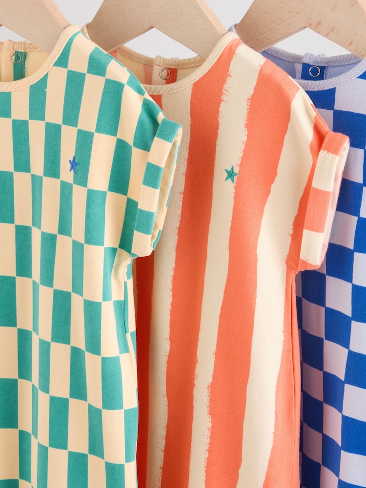 Bright Checkerboard Baby Rompers 3 Pack - Image 7 of 11