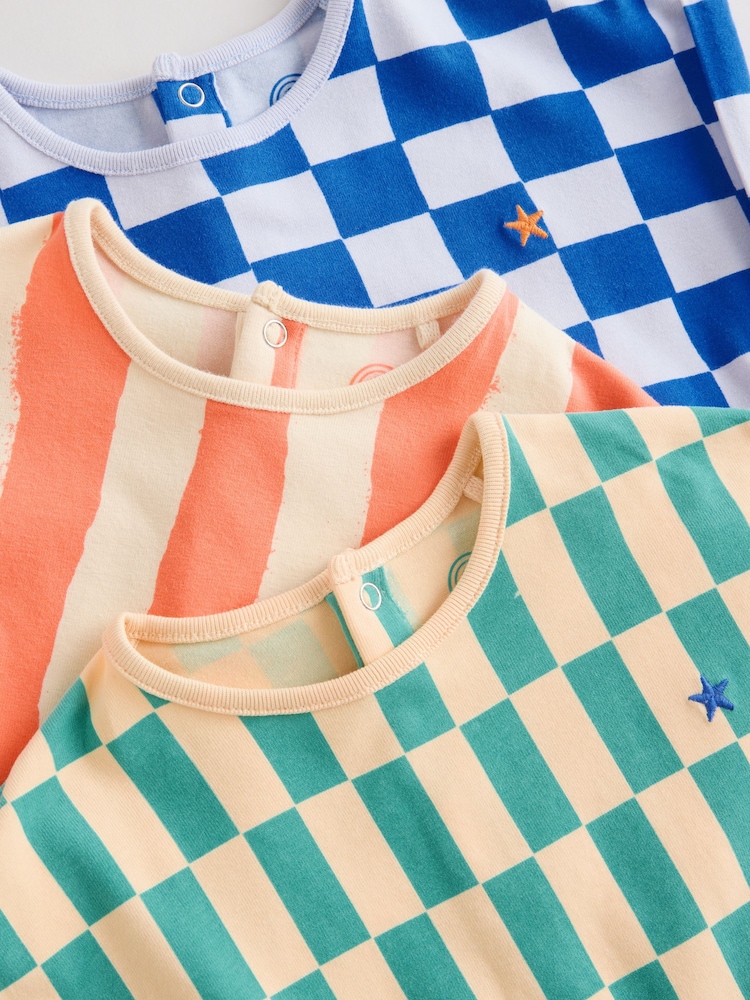 Bright Checkerboard Baby Rompers 3 Pack - Image 8 of 11