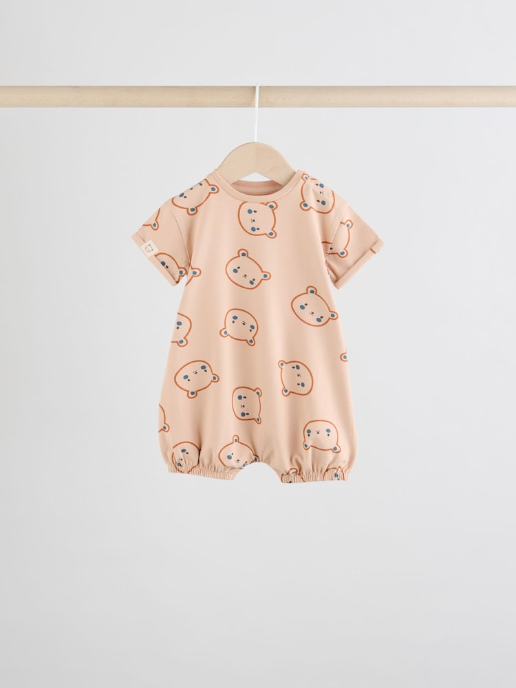 Navy/Oatmeal Baby Rompers 3 Pack - Image 5 of 9