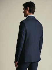 Charles Tyrwhitt Navy Blue Slim Fit Linen Suit Jacket - Image 2 of 9