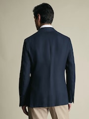 Charles Tyrwhitt Navy Blue Slim Fit Linen Suit Jacket - Image 5 of 9