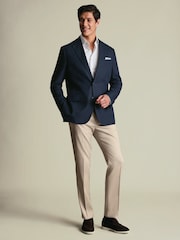 Charles Tyrwhitt Navy Blue Slim Fit Linen Suit Jacket - Image 6 of 9