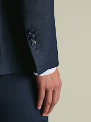 Charles Tyrwhitt Navy Blue Slim Fit Linen Suit Jacket - Image 8 of 9