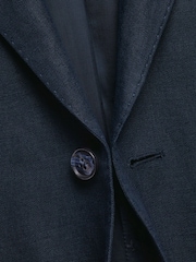 Charles Tyrwhitt Navy Blue Slim Fit Linen Suit Jacket - Image 9 of 9