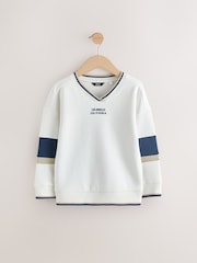 Ecru White Varsity Crew Sweater (3-16yrs) - Image 1 of 4