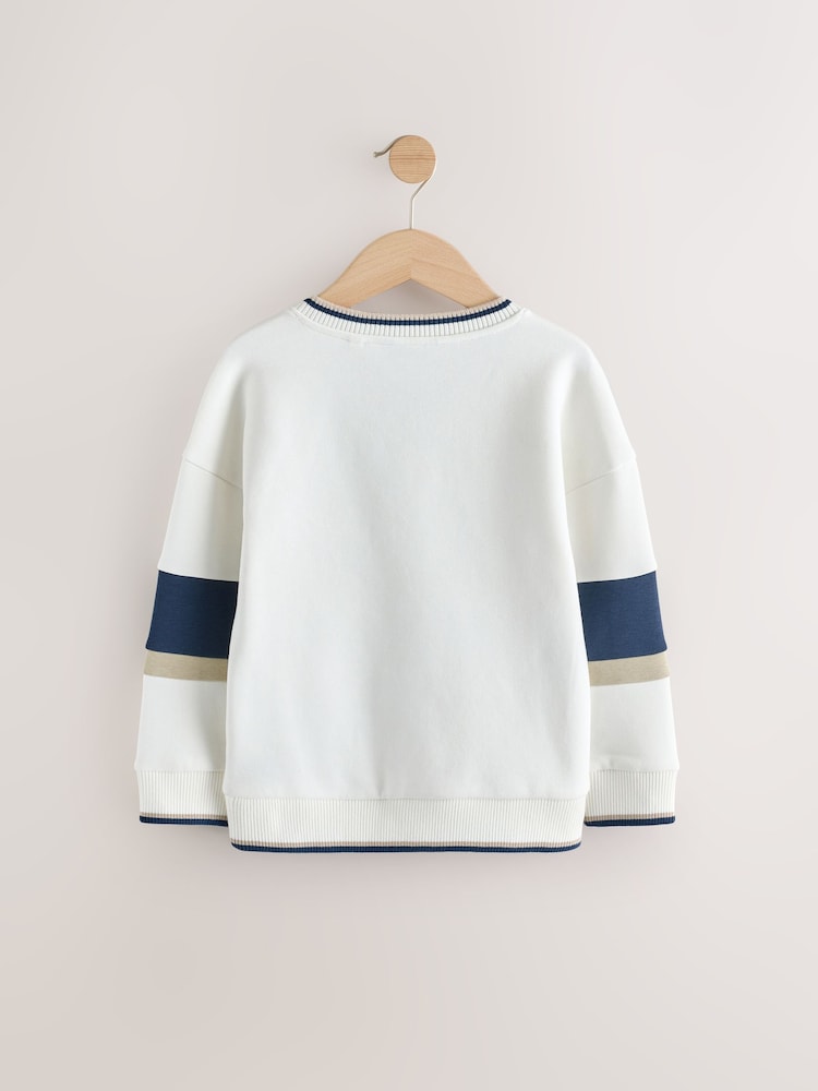 Ecru White Varsity Crew Sweater (3-16yrs) - Image 2 of 4