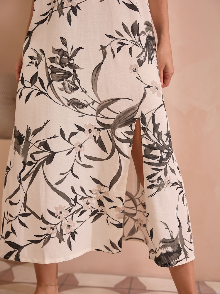 Black/White Linen Blend Slip - Image 6 of 6