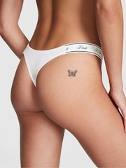 Victoria's Secret PINK Optic White Thong Cotton Logo Knickers - Image 2 of 3