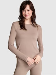 Victoria's Secret PINK Iced Coffee Brown Marl Long Sleeve T-Shirt - Image 1 of 3