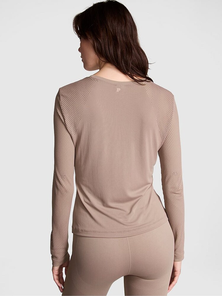 Victoria's Secret PINK Iced Coffee Brown Marl Long Sleeve T-Shirt - Image 2 of 3
