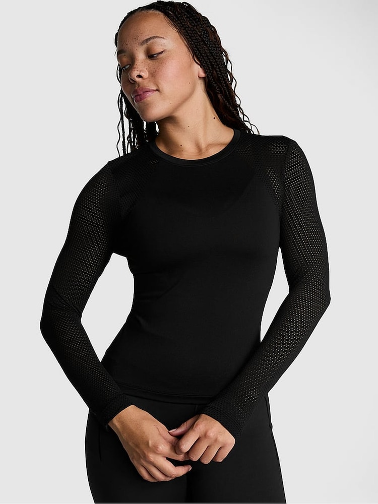 Victoria's Secret PINK Black Marl Long Sleeve T-Shirt - Image 1 of 3