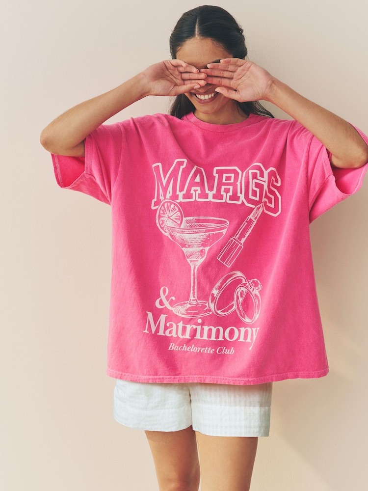 Pink Bridesmaid 100% Cotton Oversized Nightie - Image 4 of 7